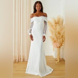 NWT Lulu’s Wedding Dress Blissfully Loved S Gold Label